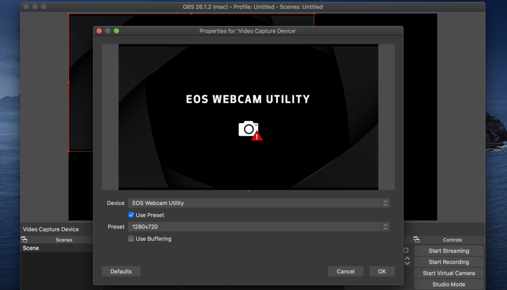 Eos webcam Utility 